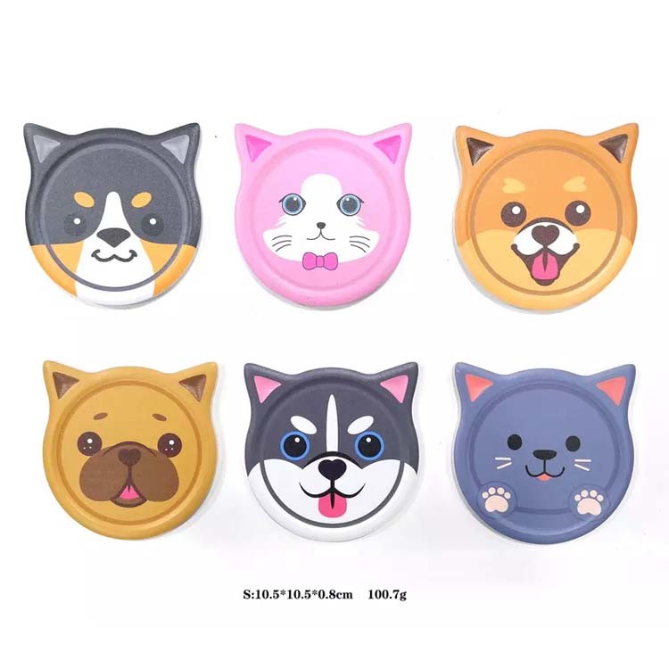 Custom Ceramic Animal Drink Coaster Set Unique Shape Cute Cat Dog Head Coasters