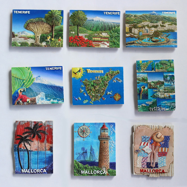 Customized Resin 3D Souvenir Magnet Spain Tenerife Mallorca Souvenirs Fridge Magnet