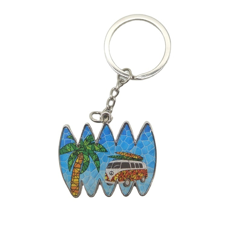 Custom Shape Metal Surfboard Hawaii Beach Tropical Island Keychain