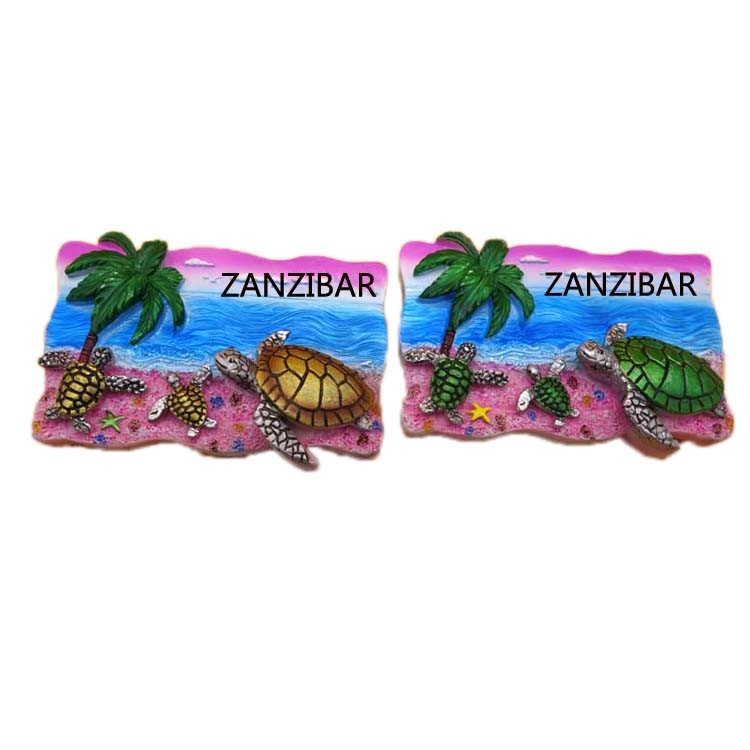 Wholesale Custom Resin Turtle Beach Tourist Gift Magnet African Zanzibar Souvenir Fridge Magnet