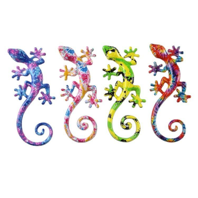 Colorful Lizard Wall Art Statue Resin Gecko Wall Decor for Home Living Room