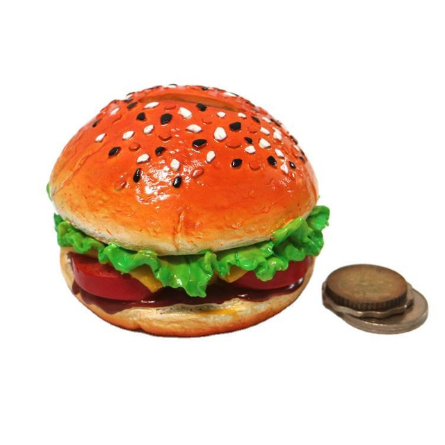 Custom Shape Hamburger Resin Craft Creative Cute Money Box Piggy Bank for Kids