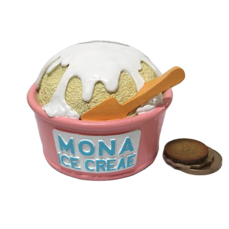 Custom Decoration Resin Gift Ice Cream Coin Saving Money Box for Kids