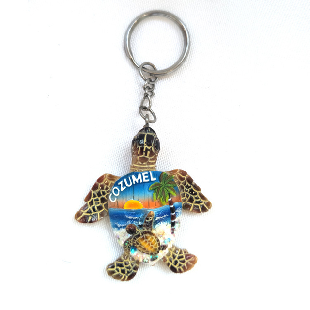 Promotional Gift Beach Tourist Souvenir 3D Resin Sea Turtle Keychain