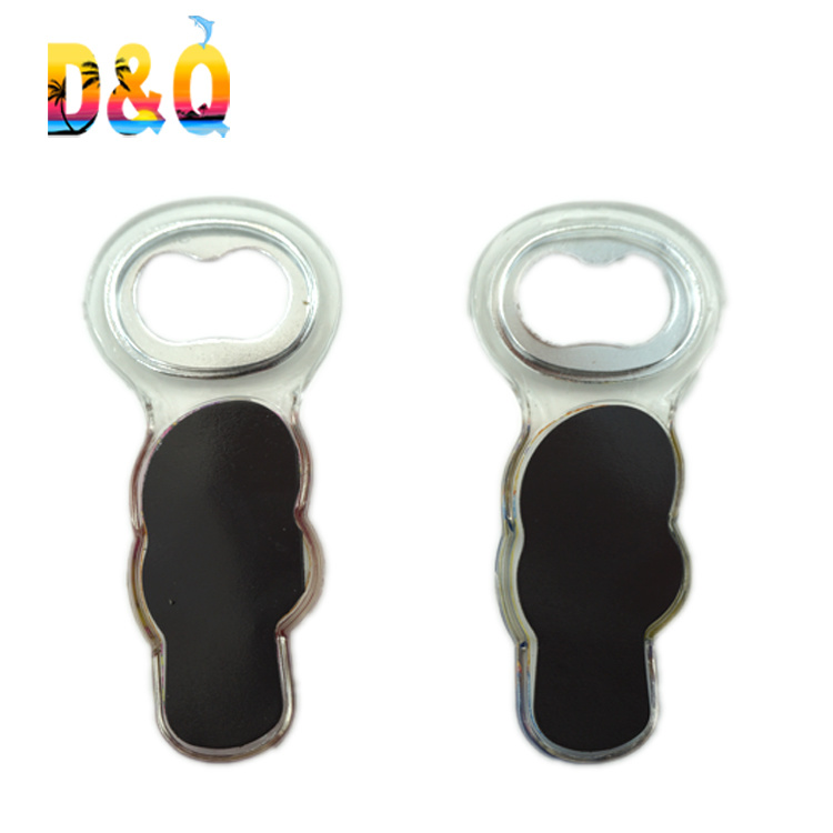 Custom Beach Souvenir Flip Flop Shape Acrylic Bottle Opener with Magnet