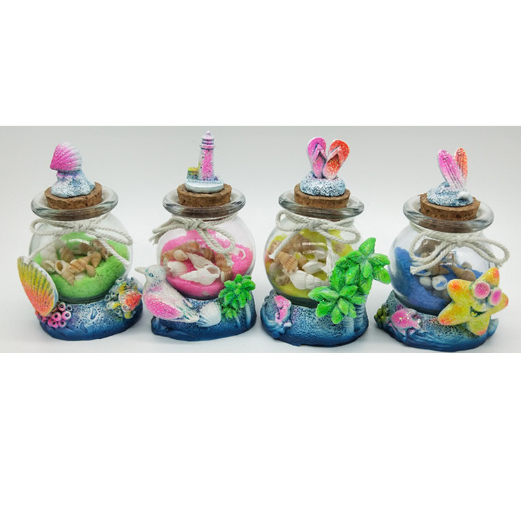 Beach Travel Gift Resin Turtle Sand Art Glass Bottles for Souvenir