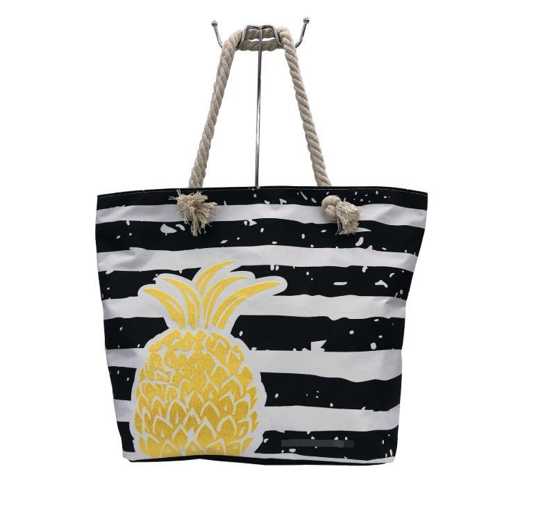 Factory Wholesale Canvas Shopping Bag Cotton Rope Pineapple Beach Bag