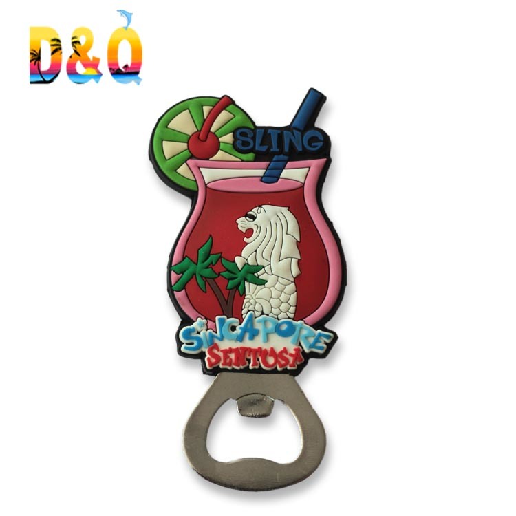 Customized Logo Travel Gift Singapore Merlion Souvenir PVC Bottle Opener