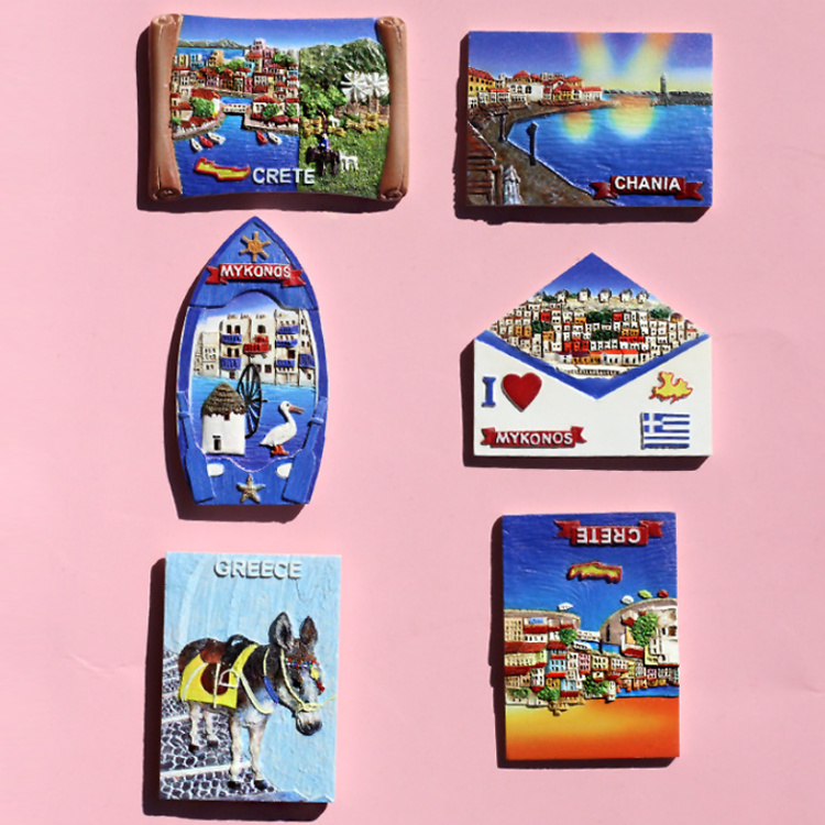 Resin 3D Crete Santorini Greece Tourist Souvenir Fridge Magnet