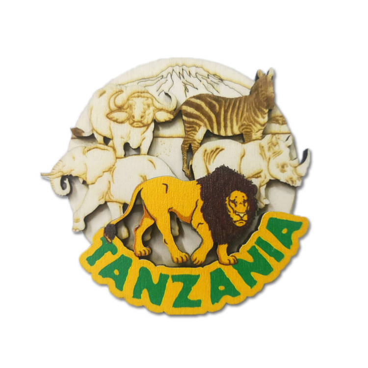 Africa South Africa Kenya Tanzania Souvenir Five Animal Wood Magnet