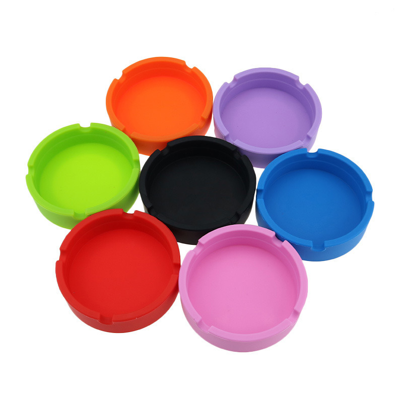 Wholesale Mixed Color Portable Unbreakable Soft Custom Logo Silicone Ashtray