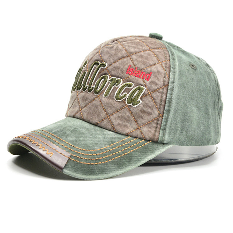 Wholesale Cotton Mallorca Souvenir Cap 5 Panel Embroidery Washed Baseball Cap