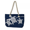 Custom Turtle Sea Printed Canvas Beach Tote Bag Women Summer Beach Bag Cotton Rope Handbag