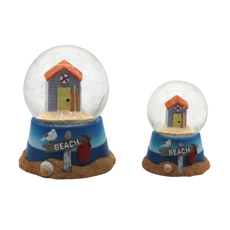 Factory Wholesale Nautical Beach Style Resin Sailboat Souvenir Snow Globe