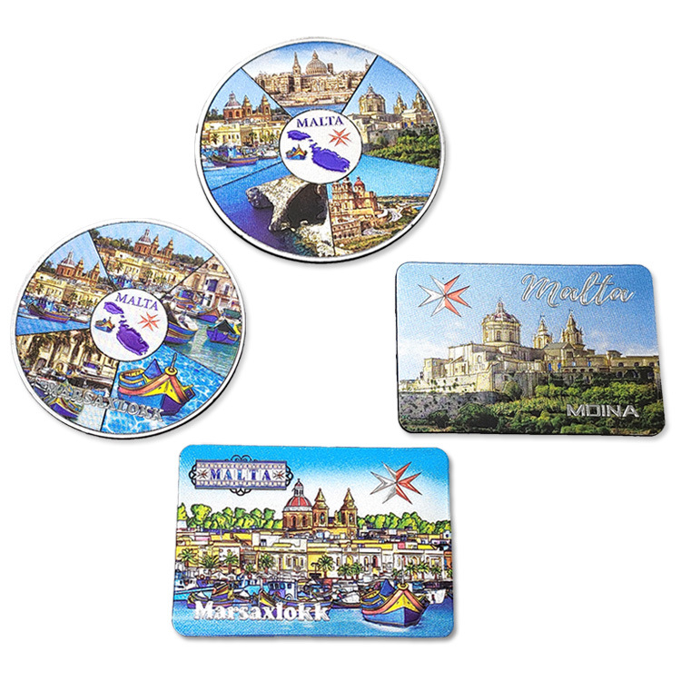 Customized European Landscape Tourist Souvenir Magnet Croatia Malta Souvenir Aluminium Foil Fridge Magnets