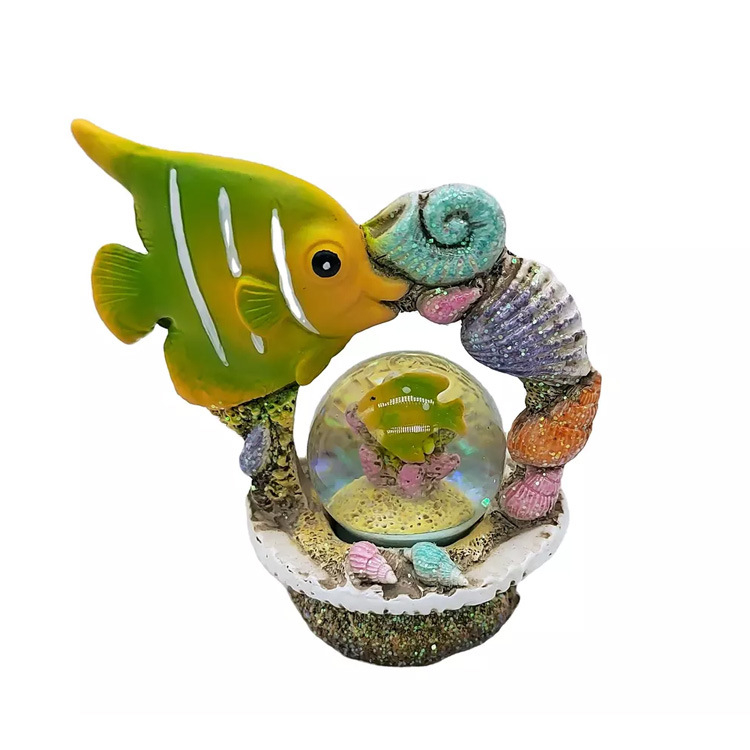 Resin Ocean Marine Beach Souvenir Tropical Fish Snow Globe