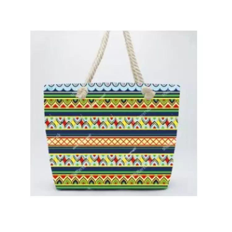 Factory Wholesale Print Women Boho Canvas Beach Bag Mandala Tote Bags