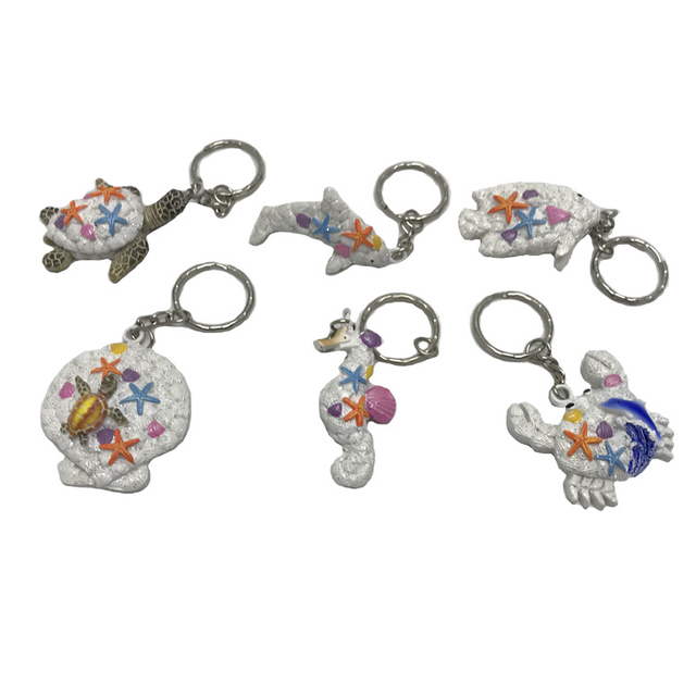 Wholesale New Sand Design Surfboard Sea Animal Keychain Beach Souvenir Resin Turtle Keychain