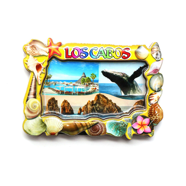 Custom Epoxy Wood Beach Tourist Souvenir Magnet Mexico Los Cabos Souvenirs Fridge Magnet