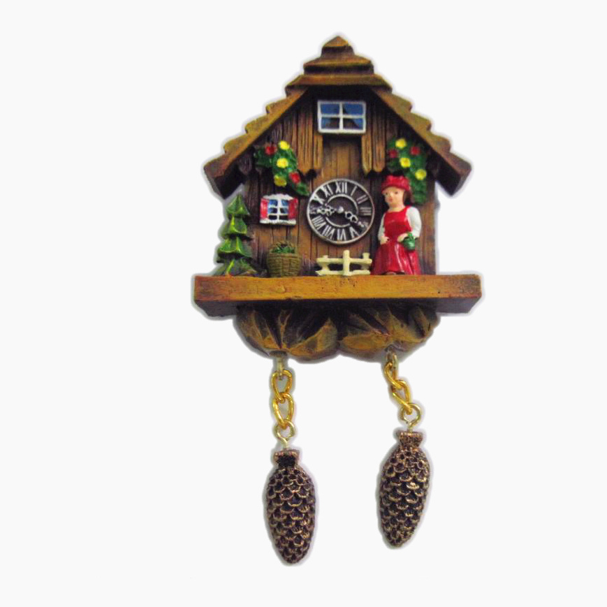 Resin Handmade Painted Austria Germany Cuckoo Clock Souvenir Fridge Magnet