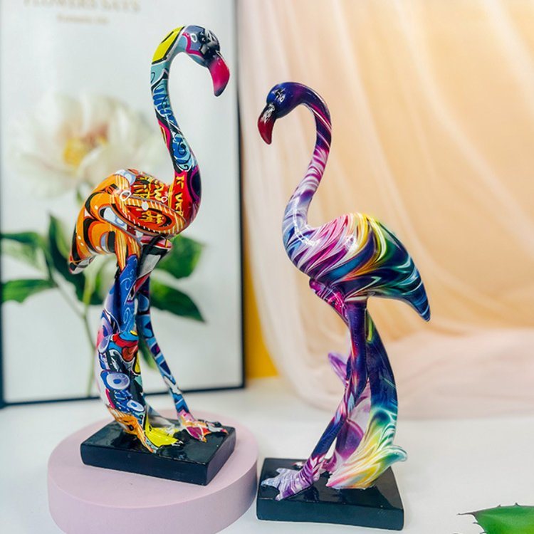 New Design Colorful Indoor Modern Home Decor Resin Flamingo Statue