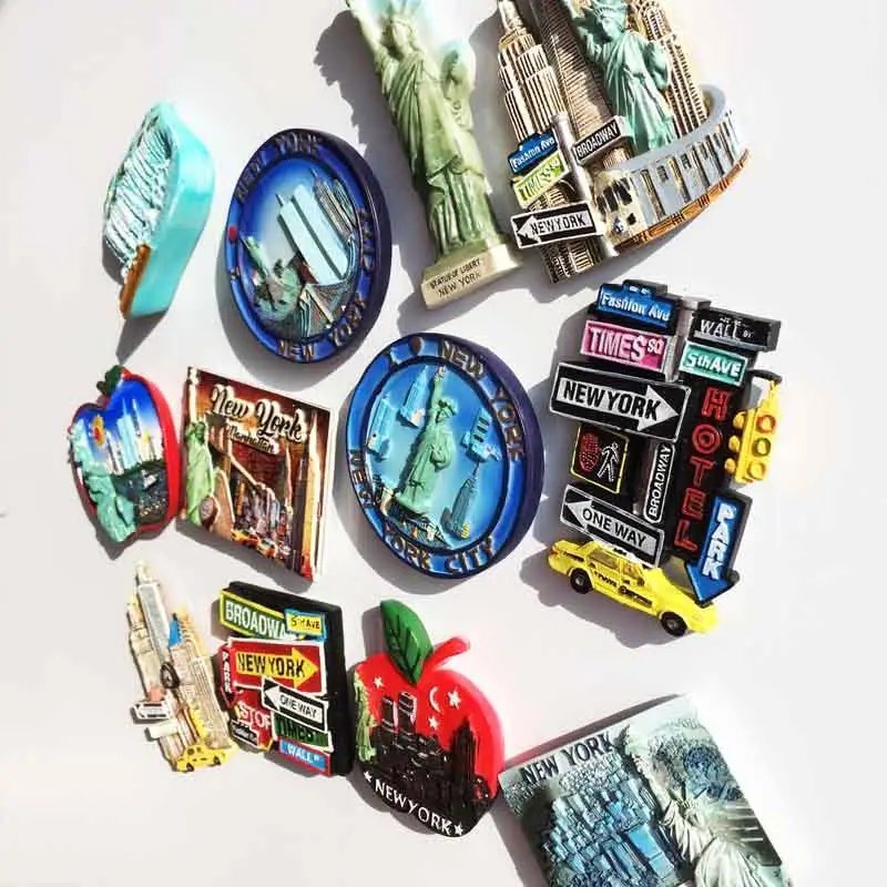 Wholesale Artifact Hand-Painted USA New York Travel Souvenir 3D Resin Fridge Magnets