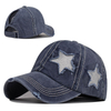 Wholesale Custom Cotton Washed Ponytail Baseball Hats Sequin Star Baseball Cap