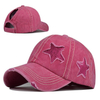 Wholesale Custom Cotton Washed Ponytail Baseball Hats Sequin Star Baseball Cap