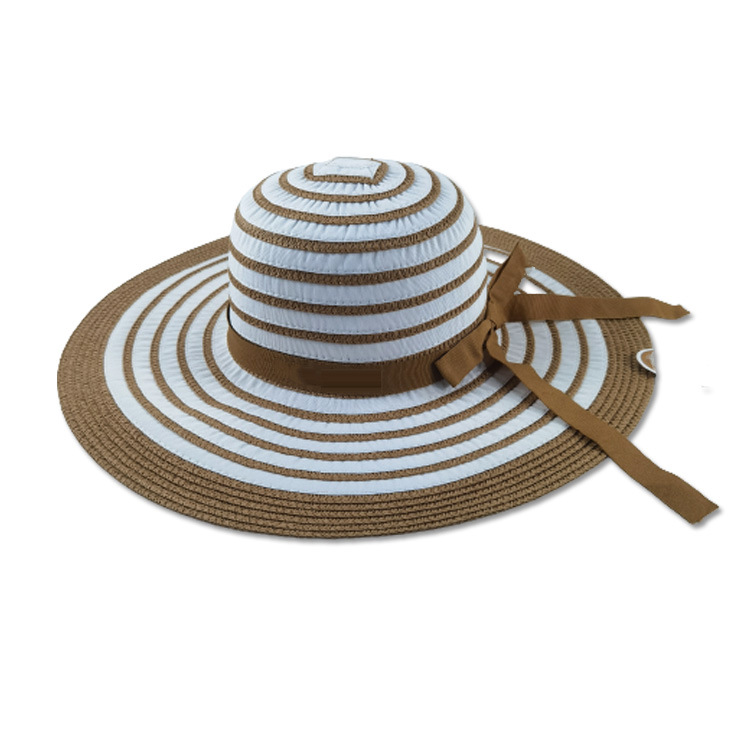 Wholesale Custom Logo Women Travel Beach Summer Wide Brim Floppy Straw Sun Hat