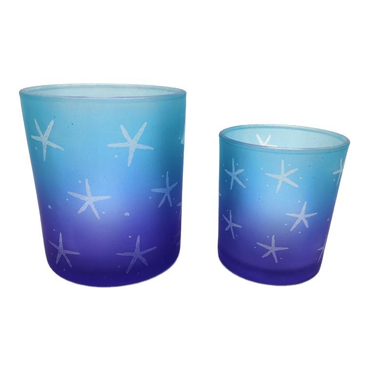 Wholesale Custom Nordic Ocean Beach Style Home Decorative Frosted Glass Candle Holders