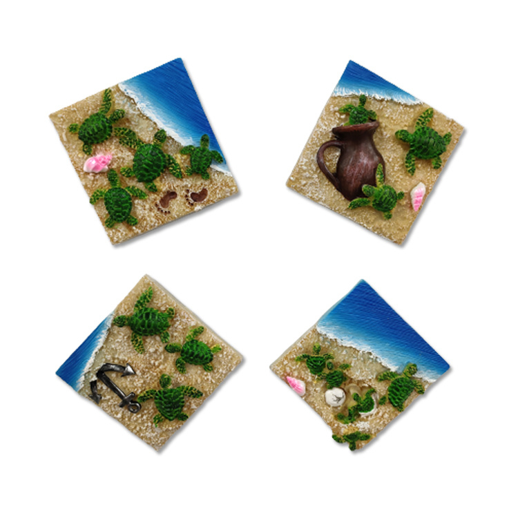 Wholesale Tourist Souvenirs Hand-Painted Resin Beach 3D Turtle Resin Fridge Magnet