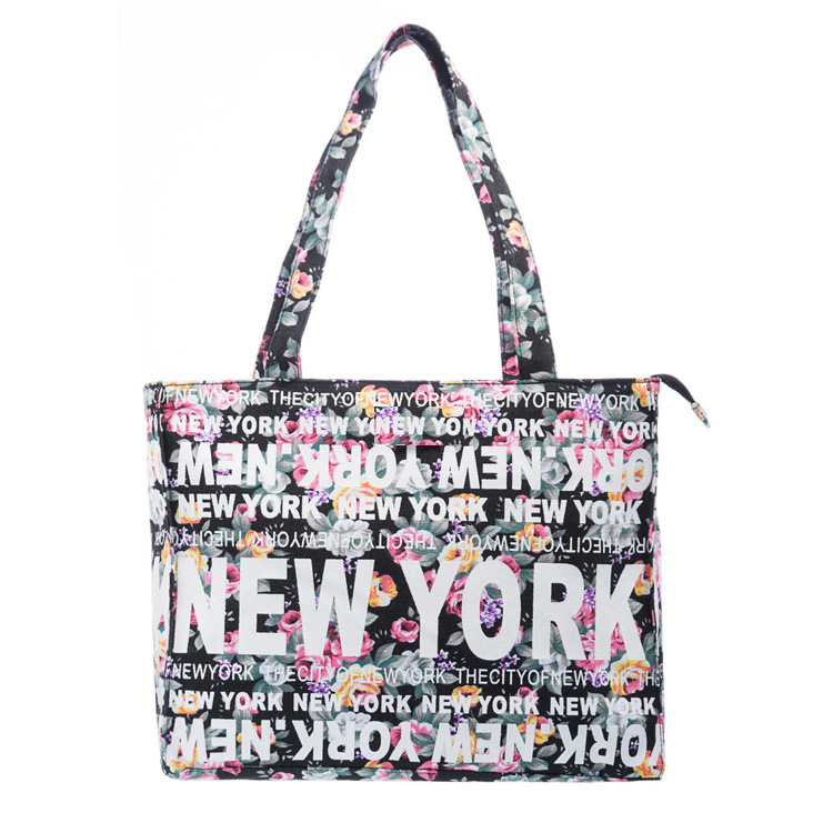 Custom 3D Letter Souvenir Women Large Travel Canvas New York Beach Tote Bag