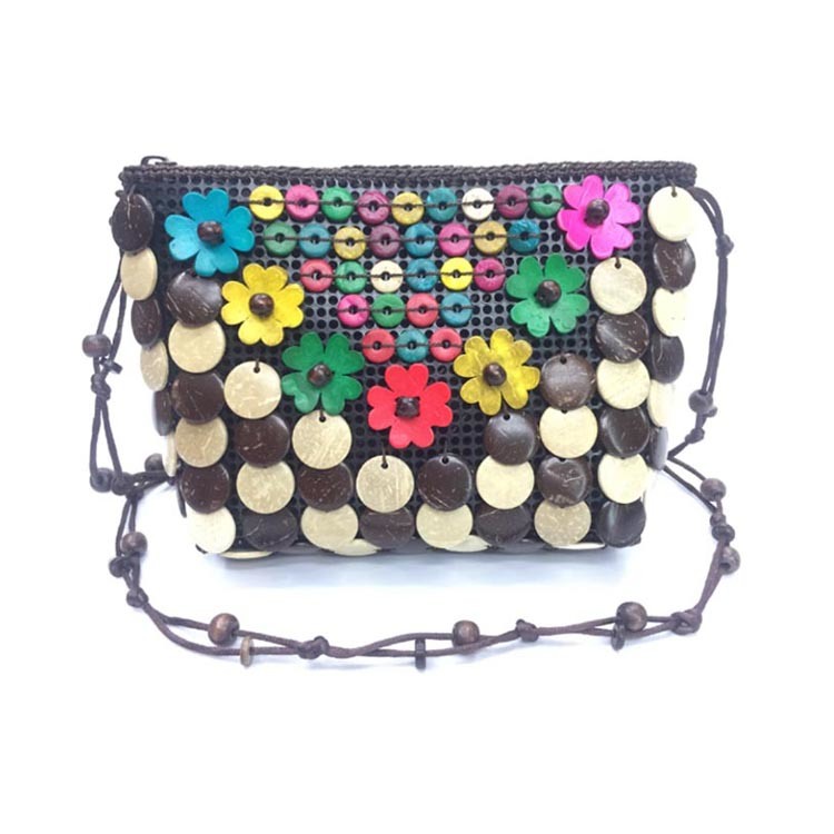 Wholesale Handmade Summer Beach Boho Woman Coconut Shell Bag Beaded Tote Bags