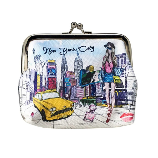 Women Fashion Cute Classic Elegant New York Souvenir Lock Change Pouch Coin Purse