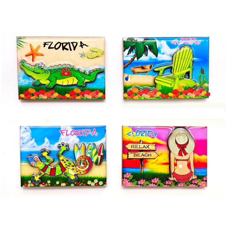 Factory Custom Tropical Island Beach Souvenir 2 Layers MDF Fridge Magnet with Epoxy