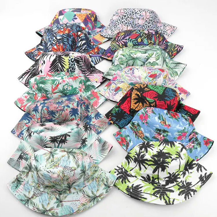 Custom Print Reversible Bucket Hat Cotton Sun Hat Summer Vacation Travel Beach Fisherman Hat