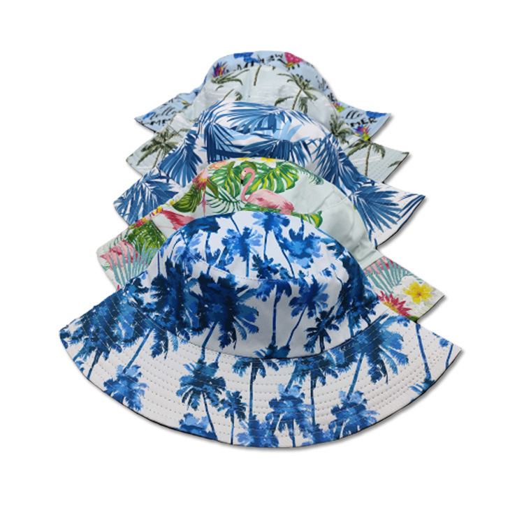 Custom Print Reversible Bucket Hat Cotton Sun Hat Summer Vacation Travel Beach Fisherman Hat