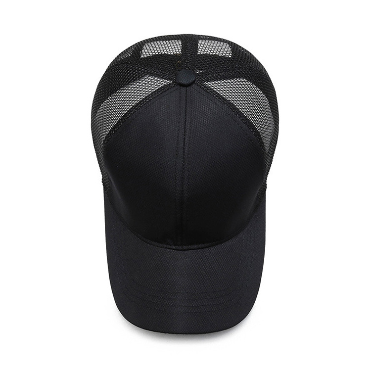 Wholesale Sports Casual Plain Mesh Snapback Trucker Caps Black Baseball Caps for Men