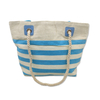 Wholesale Custom Logo Jute Beach Bag Stripe Women Shopping Bag Large Capacity Beach Travel Weekend Tote Bags