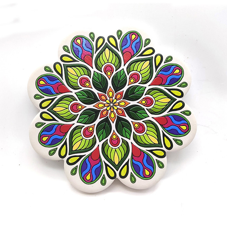 Wholesale Custom Shape Logo Printing Ceramic Boho Flower Coaster