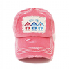 Custom Logo Beach Florida Floral Washed Adjustable Souvenir Hat Cap