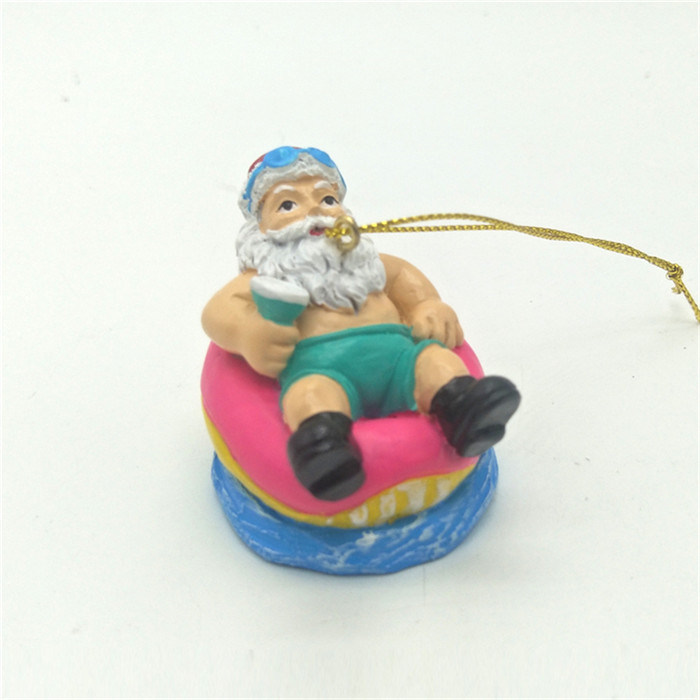 Custom Christmas Tree Decoration Polyresin Sea Coastal Beach Santa Christmas Ornament