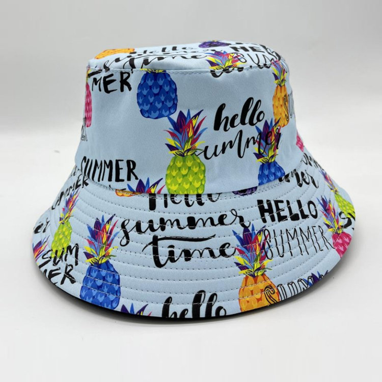 Custom Logo Digital Printing Cotton Summer Beach Kids Bucket Hats