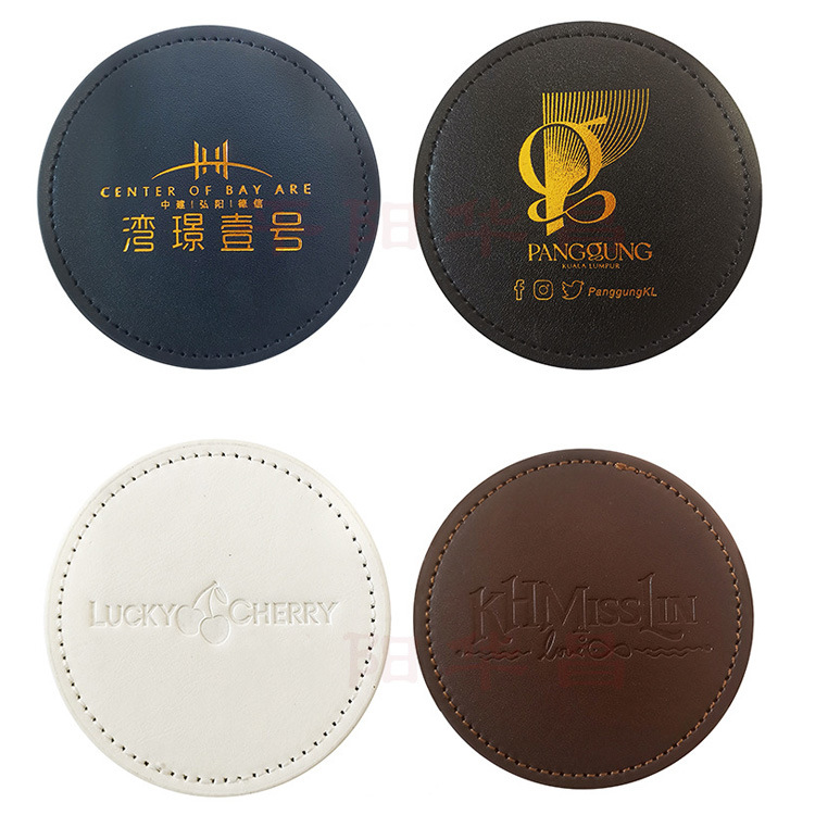 Custom Logo Printing Blank Soft PU Leather Coasters for Promotion Gift