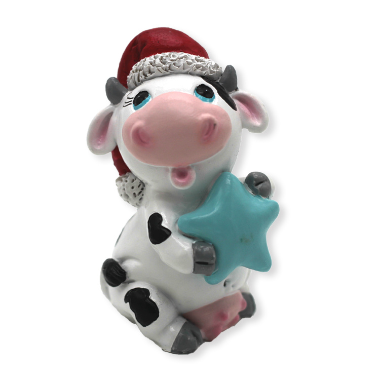 Custom Resin Mini Cattle Figurine Cute Cartoon Animal Statue