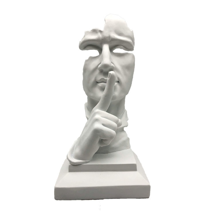 Thinker Statue, Silence Is Gold Abstract Art Figurine, Modern Home Resin Sculptures Decorative Desktop Decor