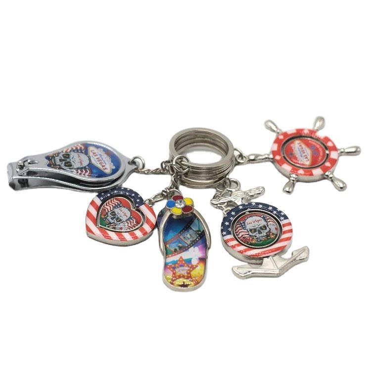 Promotional Gift Beach Tourist Souvenir 3D Rotating Keychain Zinc Alloy Custom Spinning Keychain