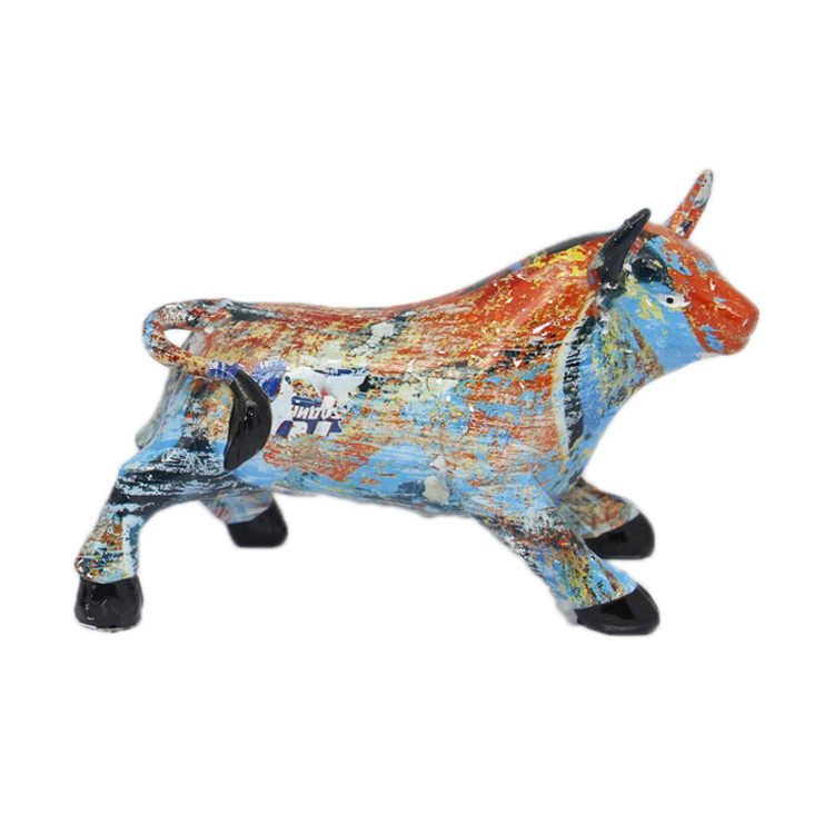 Custom Home Decorative Cattle Sculpturecolorful Resin Cow Statue