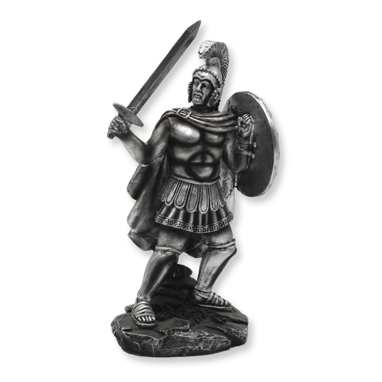 High Quality Crusader Knight Statue Silver Finishing Cold Cast Resin Statue