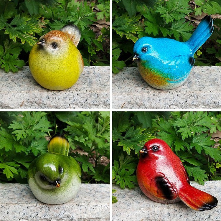 Garden Balcony Flower Pot Decorations Artificial Resin Bird Statue